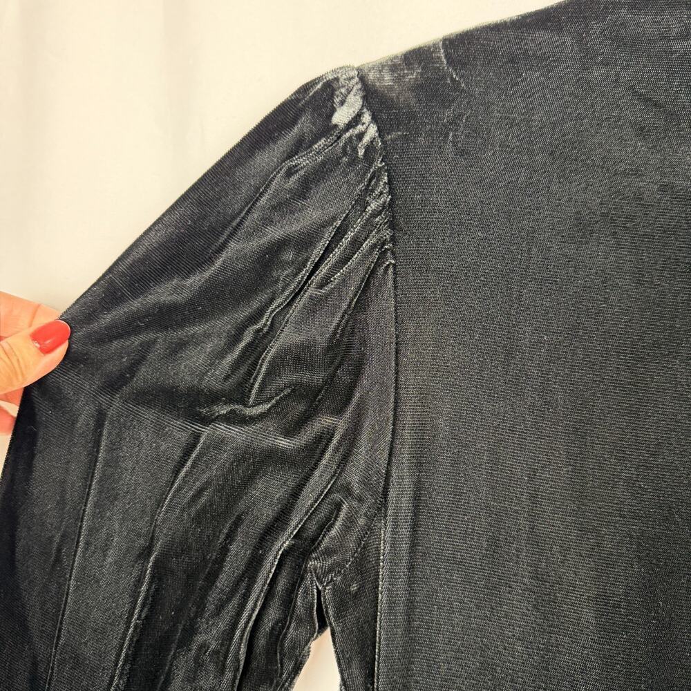 Vintage 1980s Gunne Sax Jessica McClintock Black Velvet Midi Dress Basque 9 - Picture 9 of 16